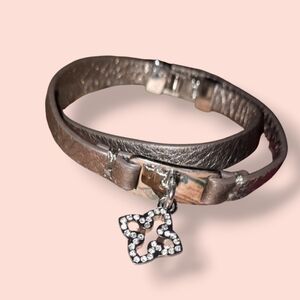 Lia sophia 2in1 bracelet or Choker collar necklace taupe and silver